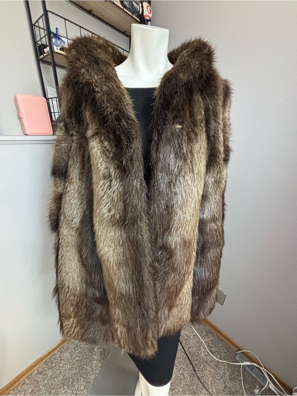 Raccoon Fur Coat, approx size XL (or XXL)